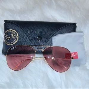 Ray Ban polarized pink aviators